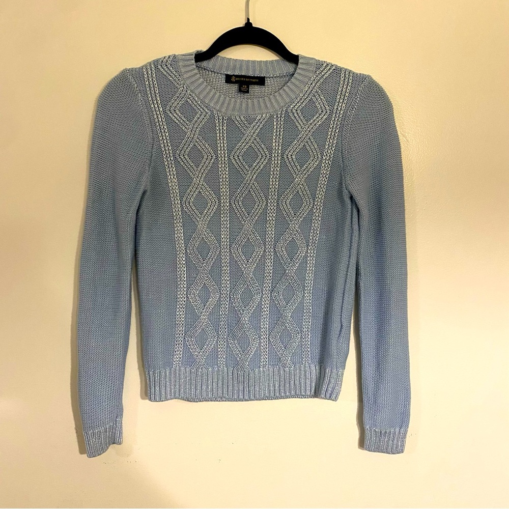 Brooks Brothers Sky Blue Diamond Cable Knit Pullover Sweater